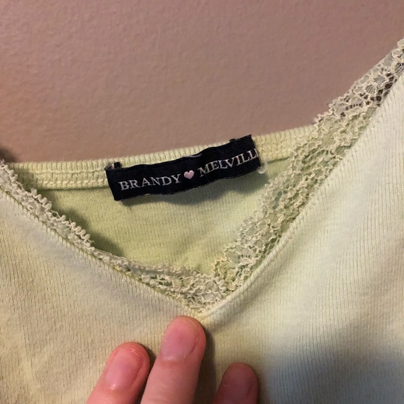 Light green lace trim brandy Melville tank - Picture 2 of 6
